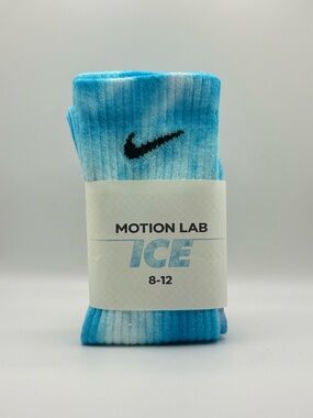 Motion Lab Custom Dyed Socks Ice Blue Tie Dye Unisex 8-12